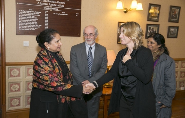 Smt: Radhika L. Lokesh Ambassador welcomed by Prof. Ursula Kilkelly Dean of law of UCC ccompanied with Prof Shashikala, Dean of Symbiosis Law school, Pune.