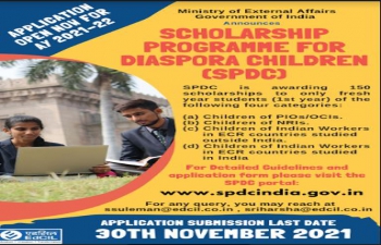 Scholarship Programme for Diaspora Children (SPDC) for academic year 2021-22